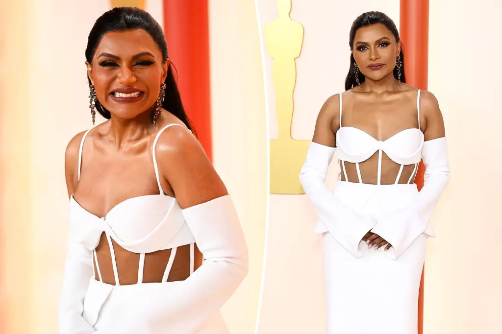 Mindy Kaling in custom Vera Wang, Giuseppe Zanotti and Boucheron at Style Chronicles: The Most Memorable Moments from the Oscar 2023 Red Carpet